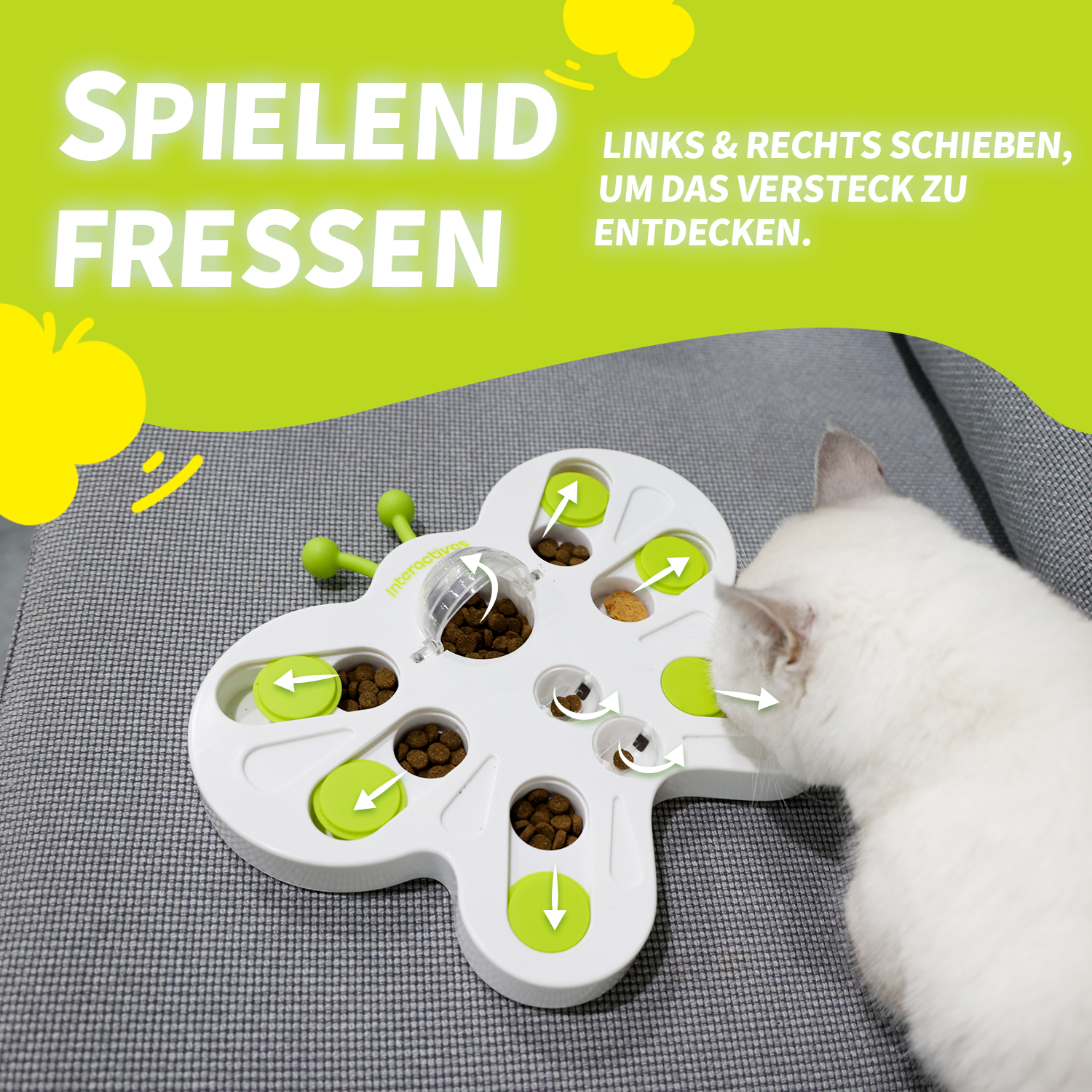 Interaktives Katzenspielzeug für Leckerlis-Futterstation Schmetterling