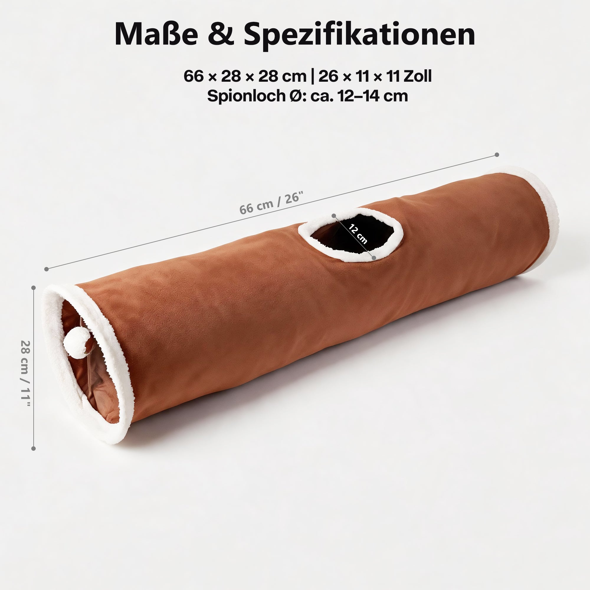 Faltbarer Katzentunnel 66 cm  als 2er-Set in Braun & Grau