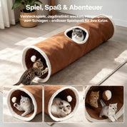 Faltbarer Katzentunnel 66 cm  als 2er-Set in Braun & Grau