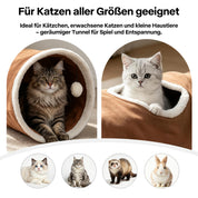 Faltbarer Katzentunnel 66 cm  als 2er-Set in Braun & Grau