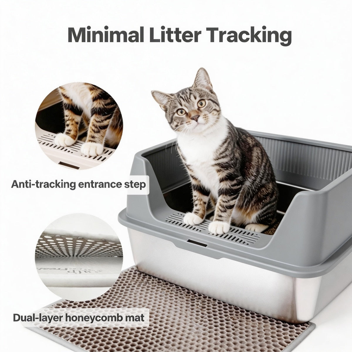 Go Fresh - MeowLoo Edelstahl Katzentoilet mit Streumatte & Schaufel