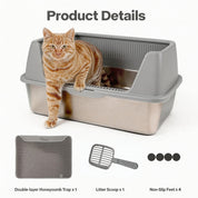 Go Fresh - MeowLoo Edelstahl Katzentoilet mit Streumatte & Schaufel