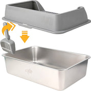 Go Fresh - MeowLoo Edelstahl Katzentoilet mit Streumatte & Schaufel