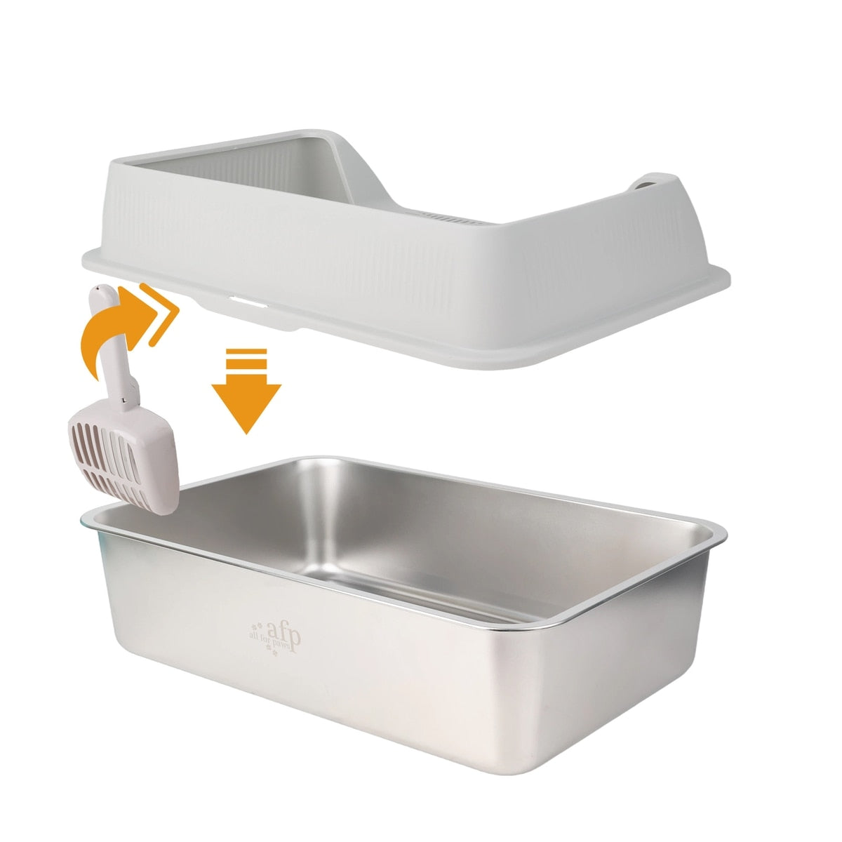 Go Fresh - MeowLoo Edelstahl Katzentoilet mit Streumatte & Schaufel