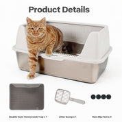 Go Fresh - MeowLoo Edelstahl Katzentoilet mit Streumatte & Schaufel