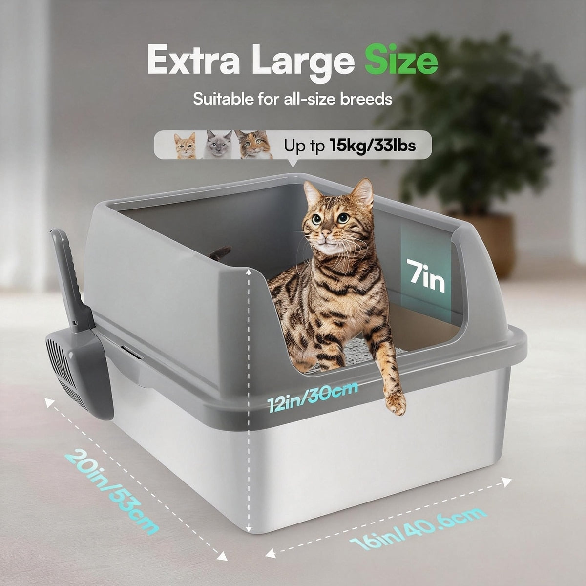 Go Fresh - Katzenklo aus Edelstahl mit Schaufel