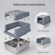 Go Fresh - Edelstahl Katzentoilet mit Haube