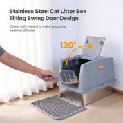 Go Fresh - Edelstahl Katzentoilet mit Haube