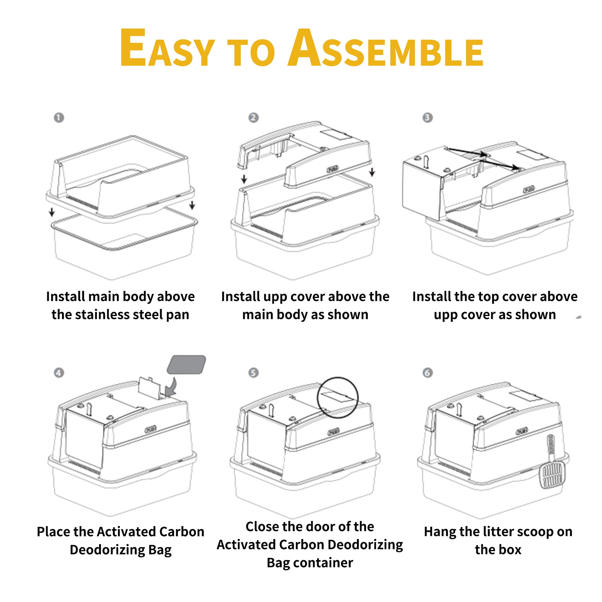 Go Fresh - Edelstahl Katzentoilet mit Haube