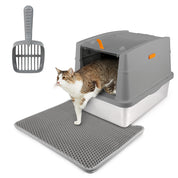 Go Fresh - Edelstahl Katzentoilet mit Haube