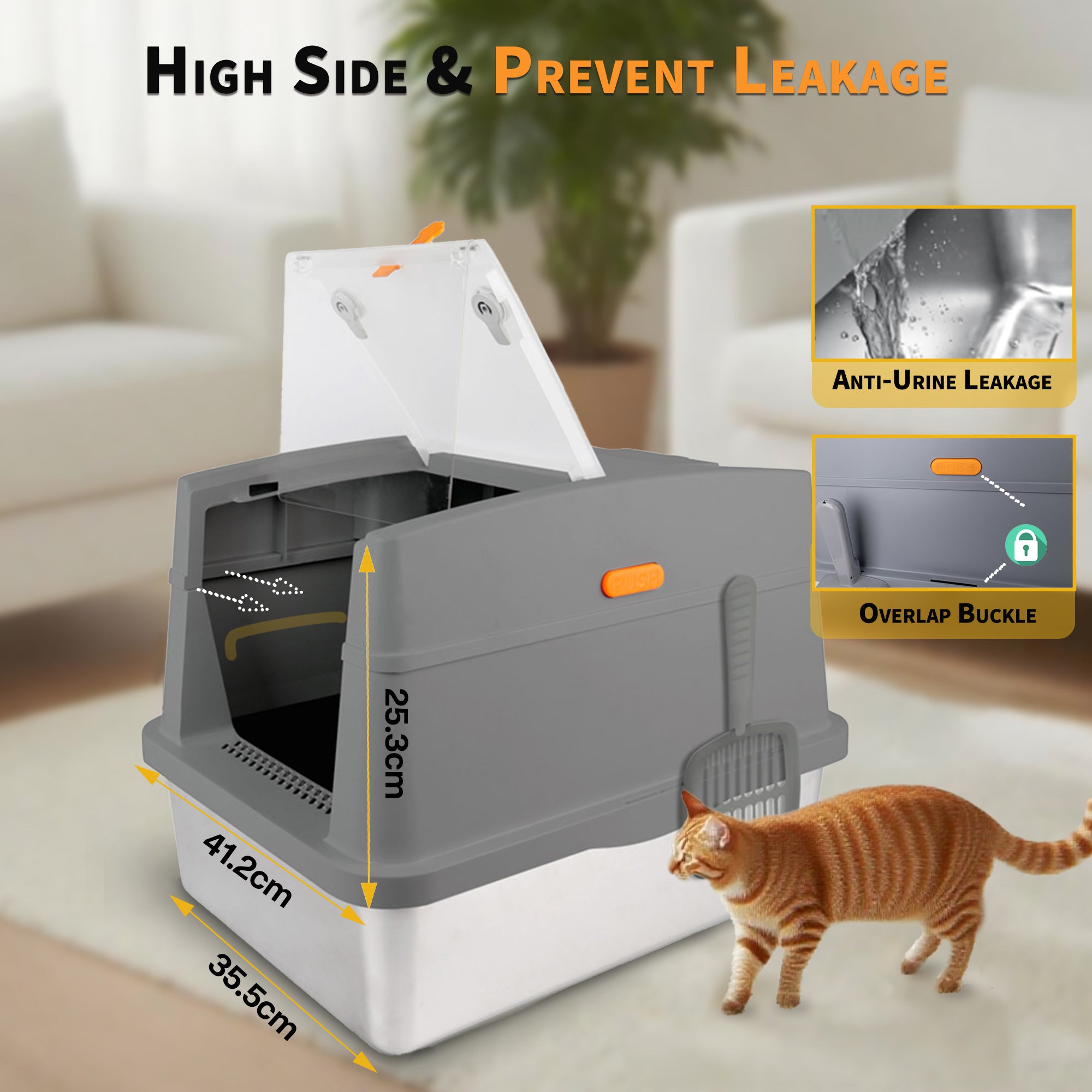 Go Fresh - Edelstahl Katzentoilet mit Haube