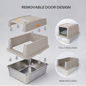 Go Fresh - Edelstahl Katzentoilet mit Haube