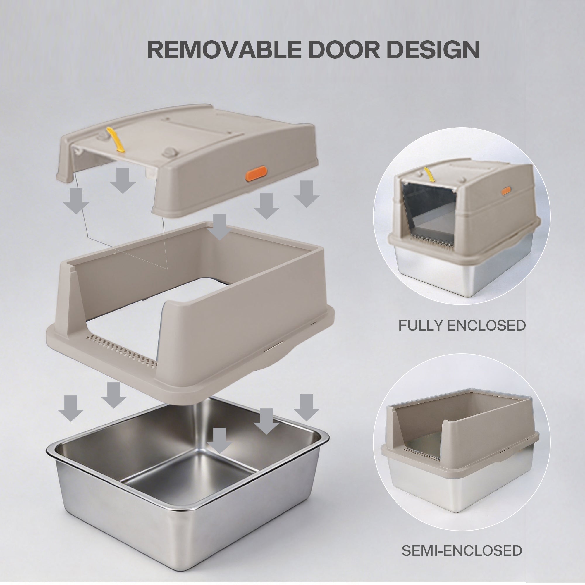 Go Fresh - Edelstahl Katzentoilet mit Haube