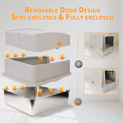 Go Fresh - Edelstahl Katzentoilet mit Haube