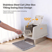 Go Fresh - Edelstahl Katzentoilet mit Haube