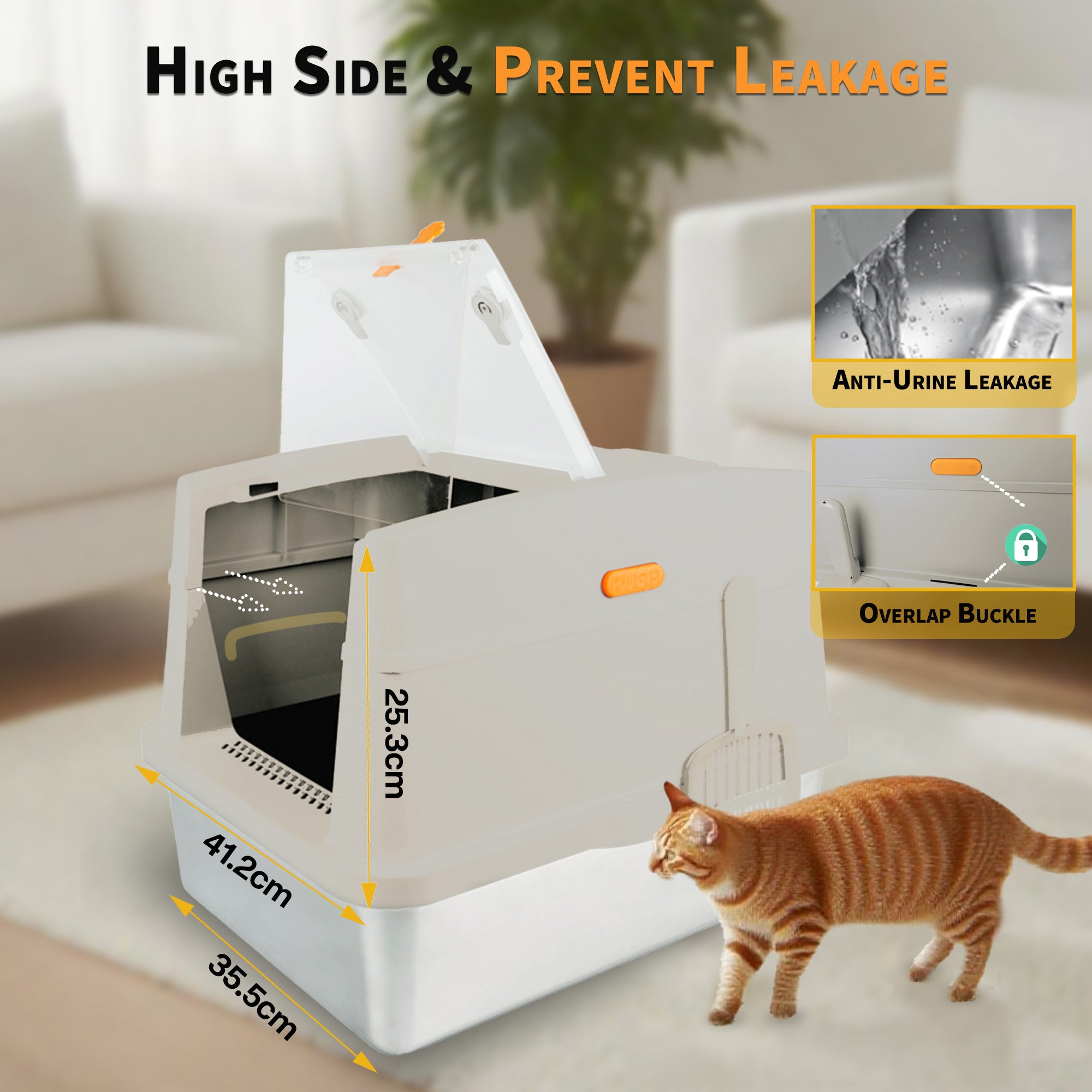 Go Fresh - Edelstahl Katzentoilet mit Haube