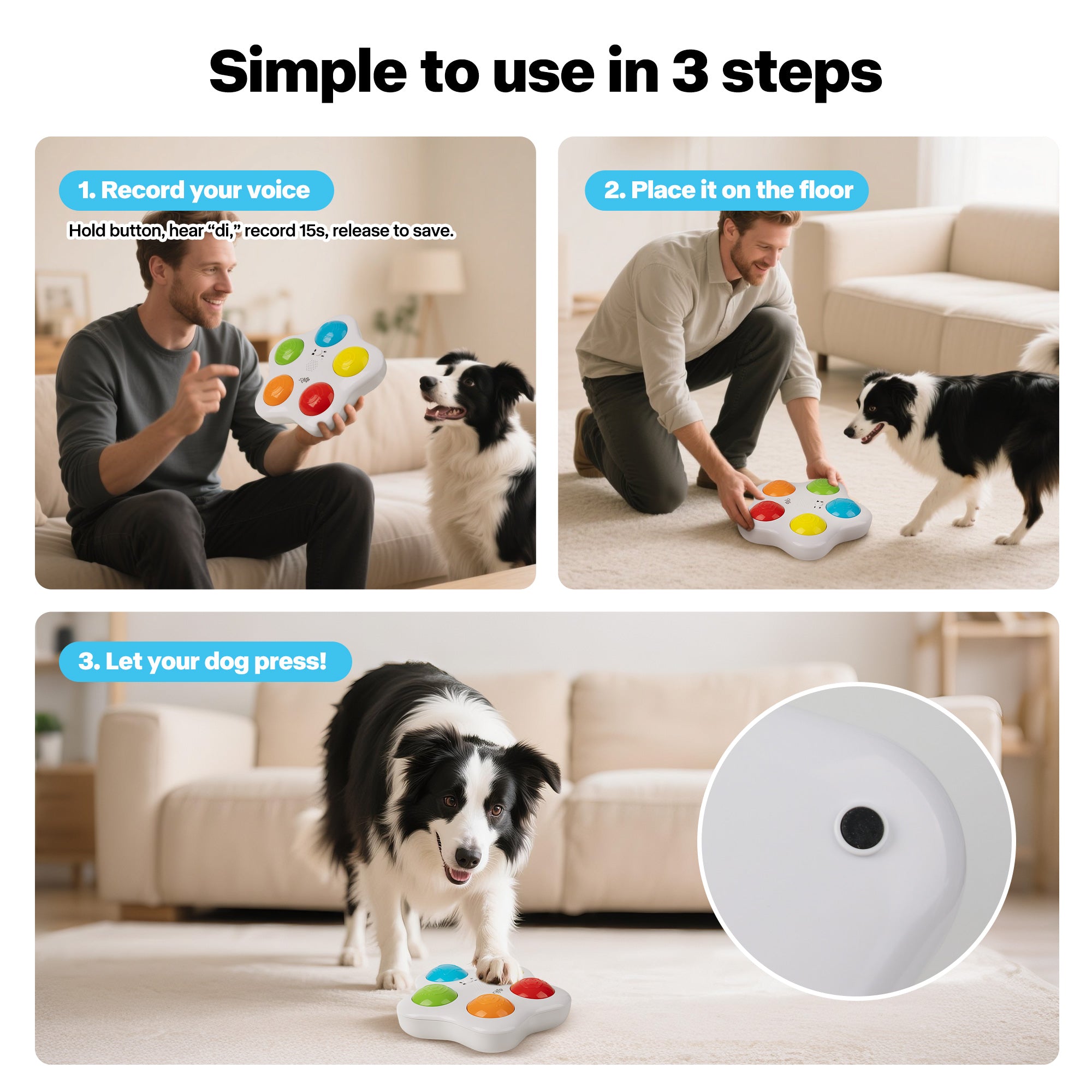 Interaktives Spielzeug - Hundekommunikations-Buttons mit Sprachaufnahme
