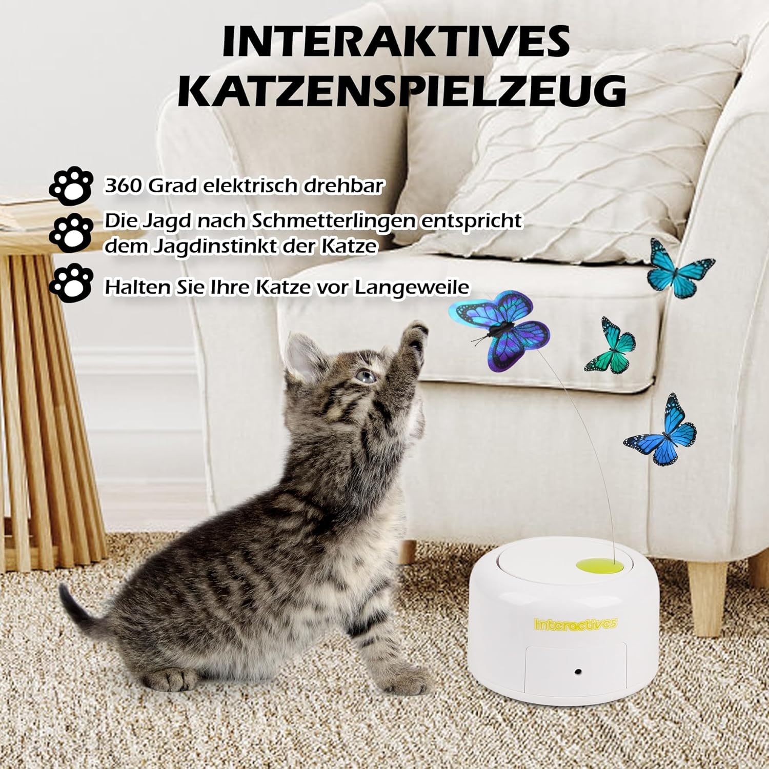 Interaktives Katzenspielzeug - Motion Activated Butterfly