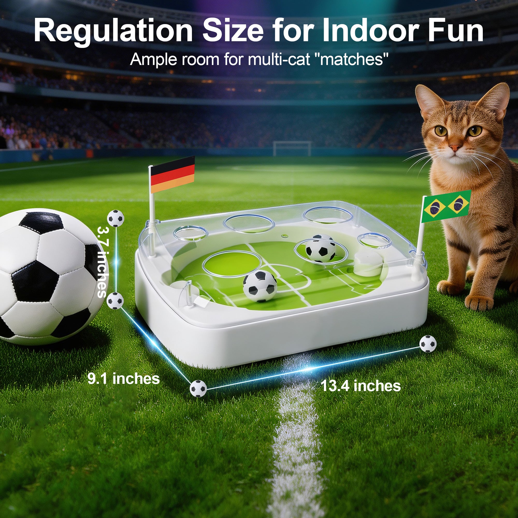 Interaktives Katzenspielzeug - Fußballstadion für Katzen