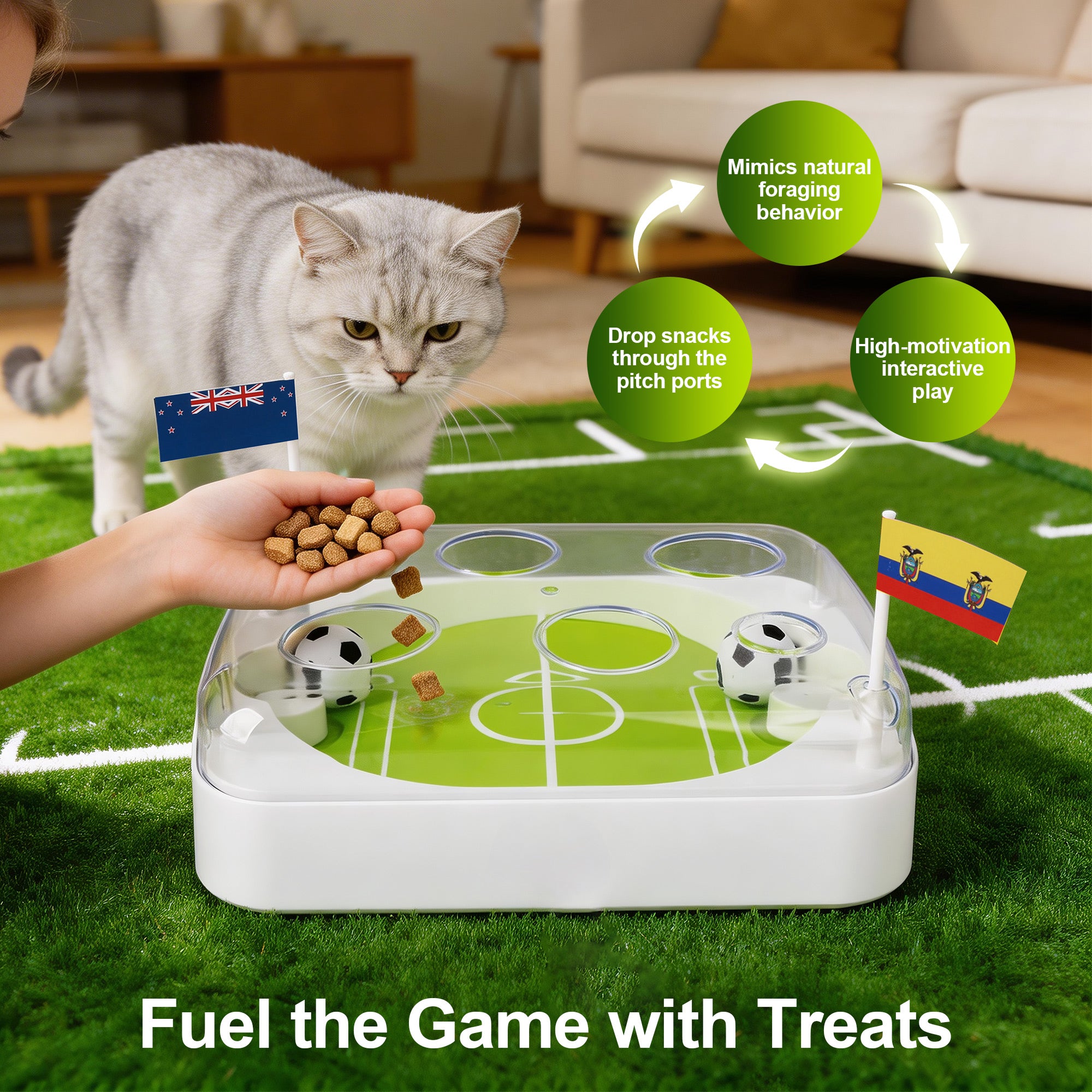 Interaktives Katzenspielzeug - Fußballstadion für Katzen