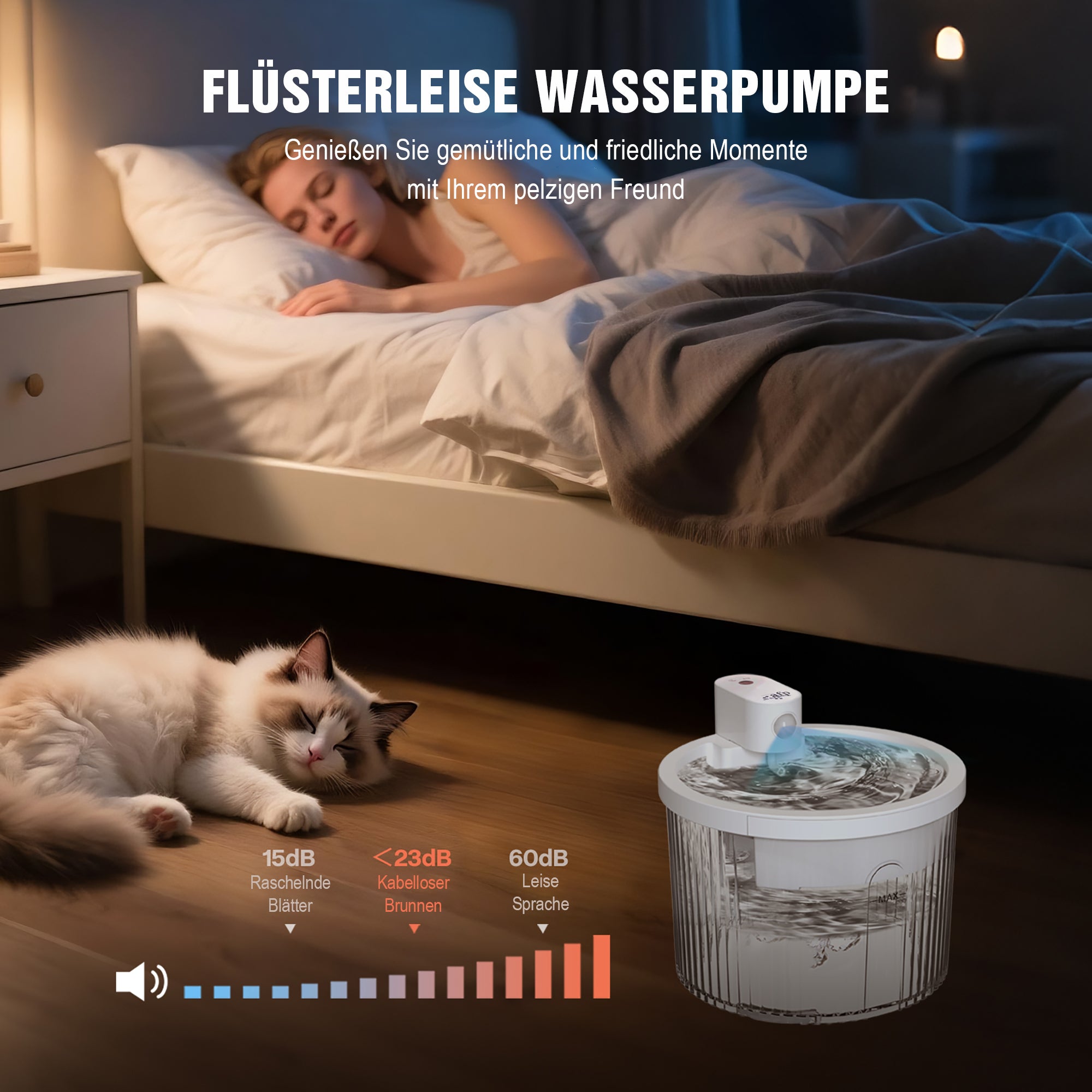 Kabelloser Haustier-Trinkbrunnen mit 60-Tage-Akku
