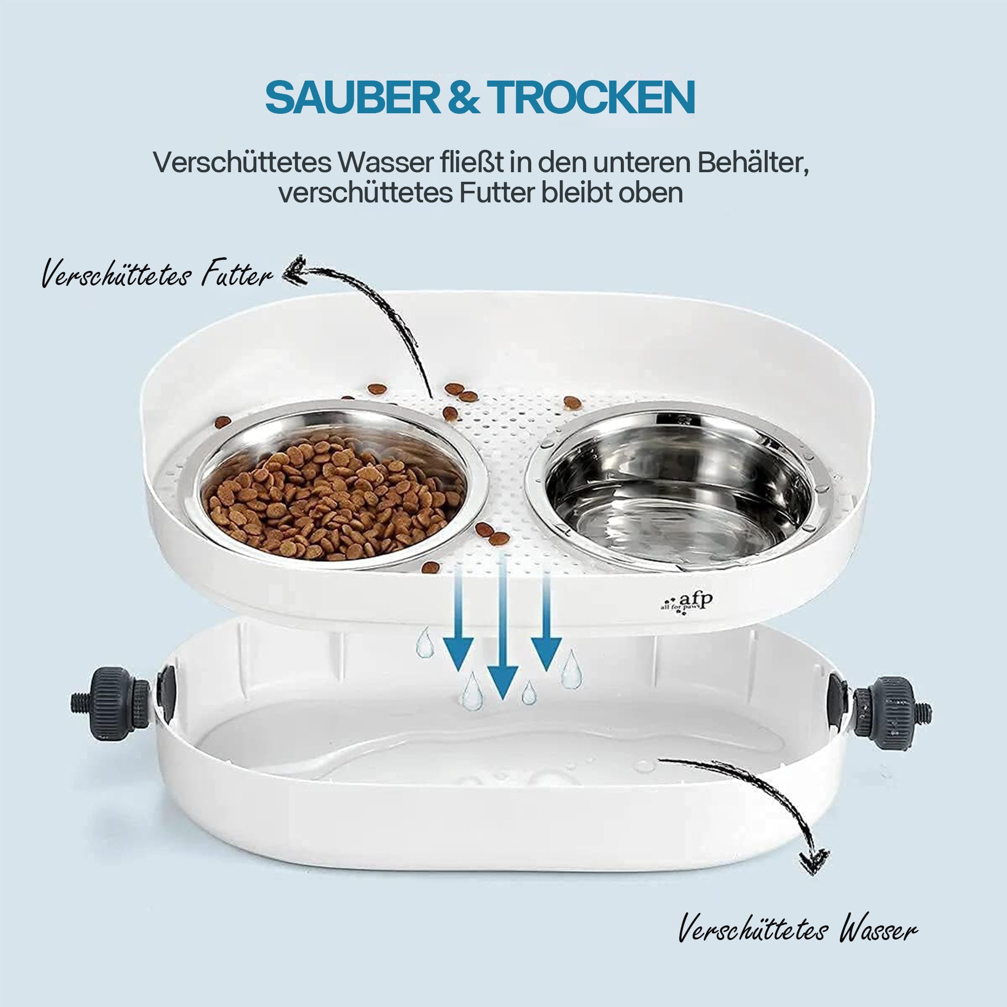 3-in-1 Katzen-Doppelfutternapf S/M, höhenverstellbar