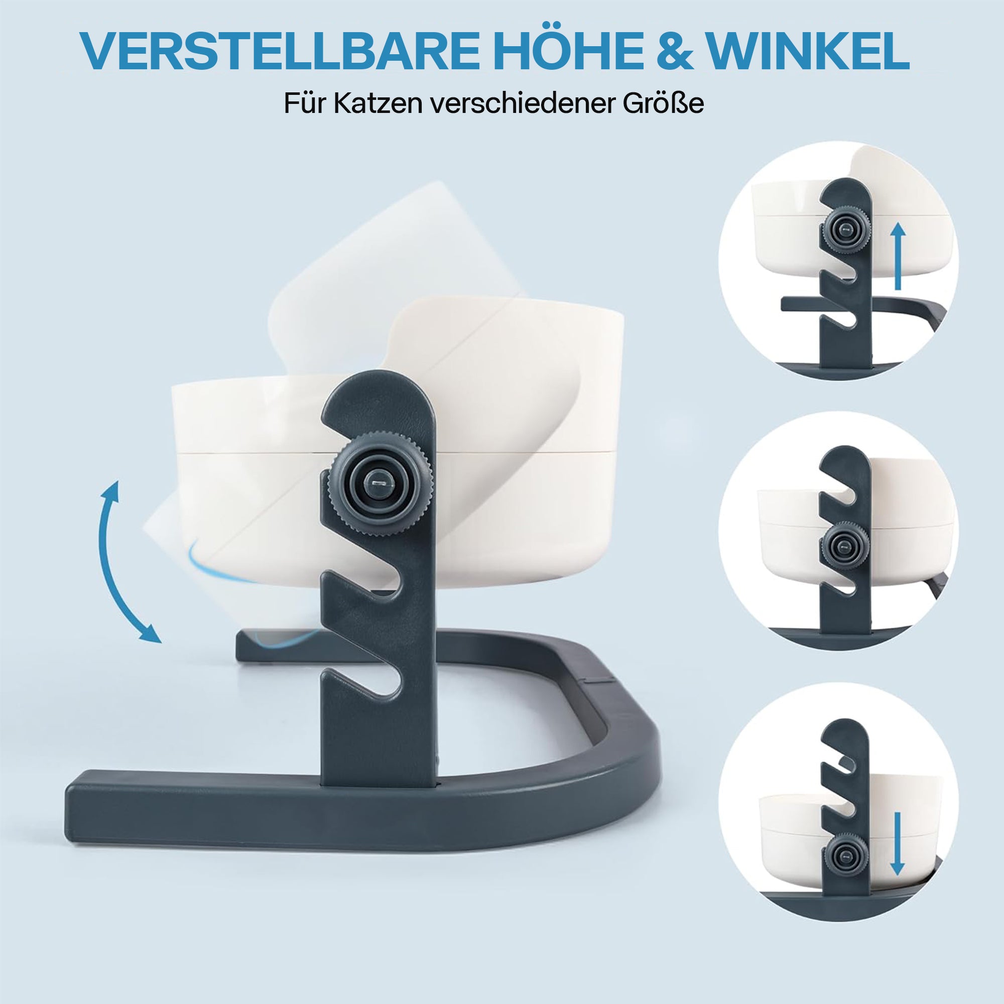 3-in-1 Katzen-Doppelfutternapf S/M, höhenverstellbar