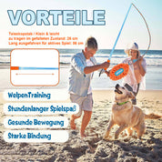 Hunde Flirt Pole mit Teleskopstab - Trainingsspielzeug mit Football & Seilschwanz